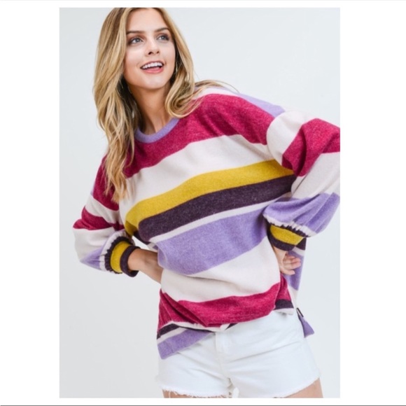 25. 🆑 Soft Striped Brushed Top - Picture 2 of 5